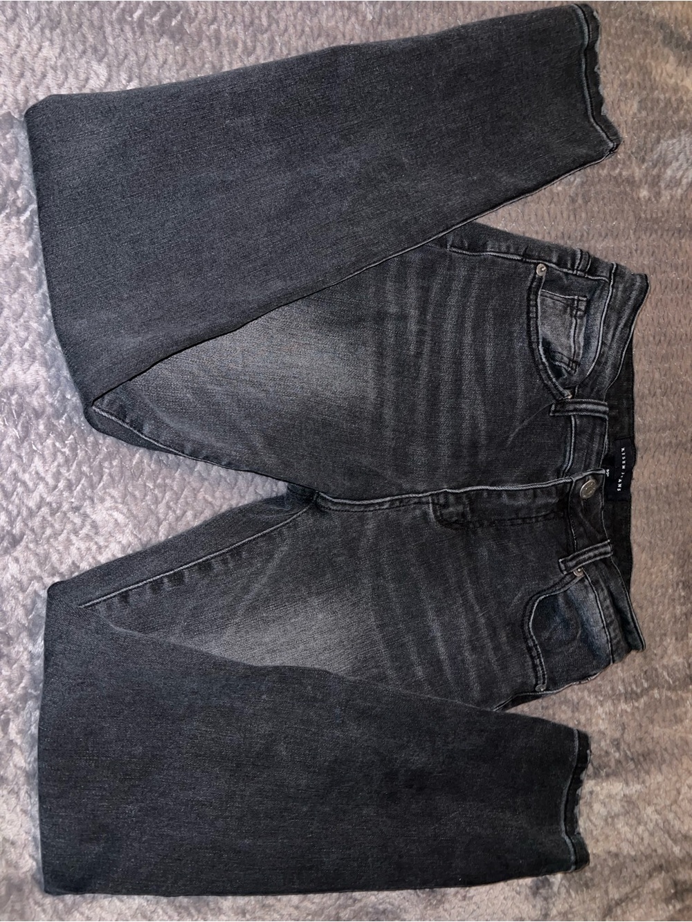Risen High-Rise Distressed, Straight Jeans in Washed Black - 9/29w